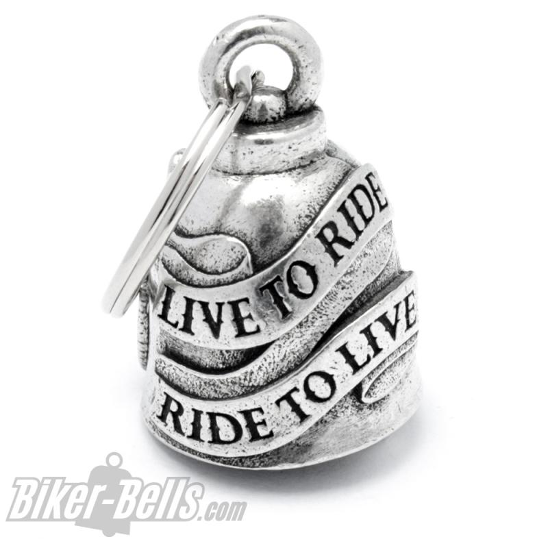 Live To Ride Biker-Bell mit Motorrad Chopper Glücksbringer Glocke Ride Bell Geschenk Live To Ride Biker-Bell mit Motorrad Chopper Glücksbringer Glocke Ride Bell Geschenk